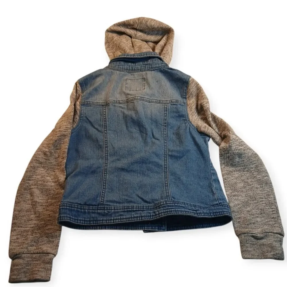 Justice Girls Denim & Thermal Embellished Hooded Jacket - Size 8/10 VERY CUTE!